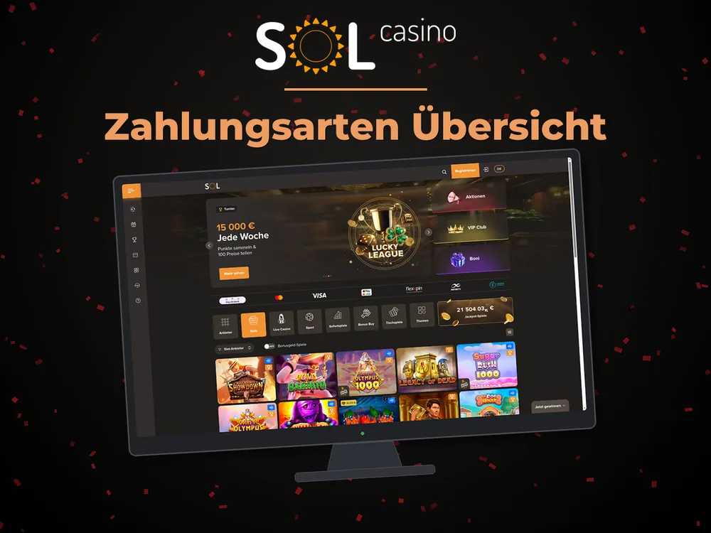 Sol Casino - Zahlungsarten Übersicht