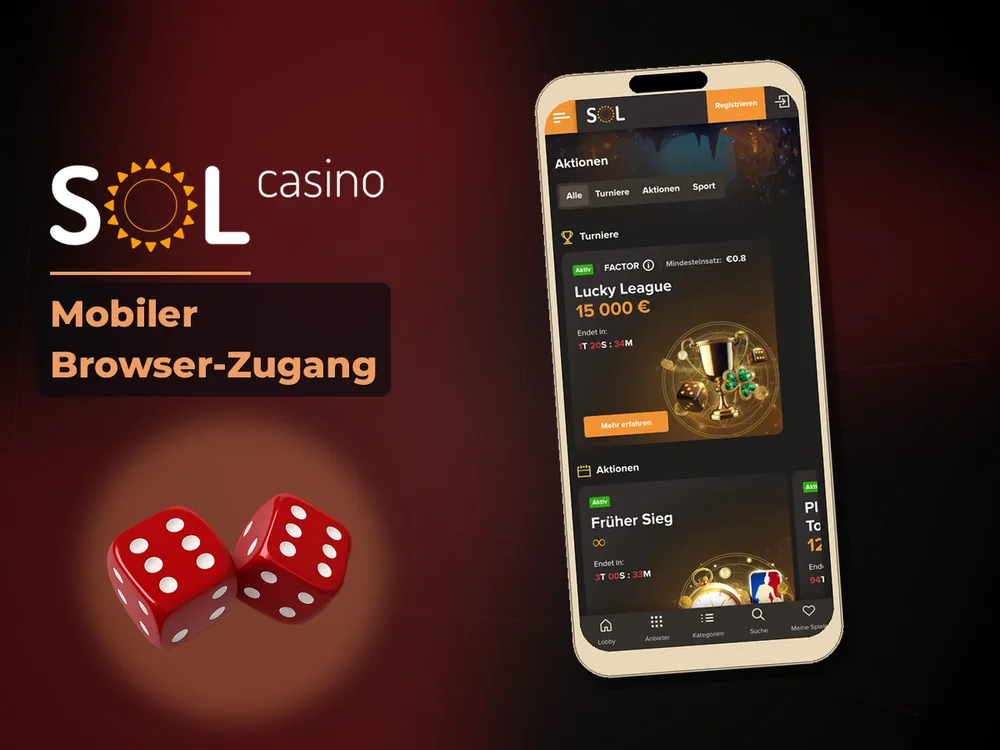Sol Casino - Mobiler Browser-Zugang