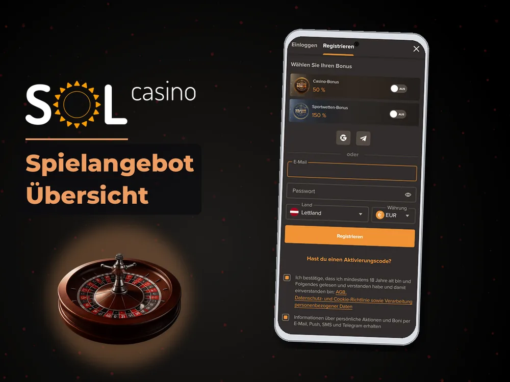 Sol Casino - Spielangebot Übersicht
