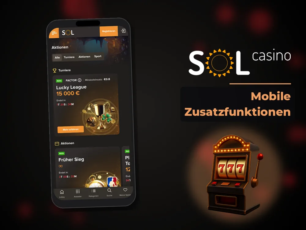 Sol Casino - Mobile Zusatzfunktionen