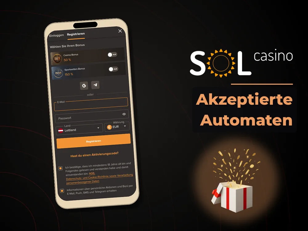 Sol Casino - Akzeptierte Automaten