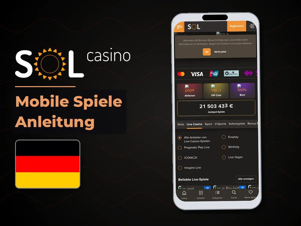 Sol Casino - Mobile Spiele Anleitung