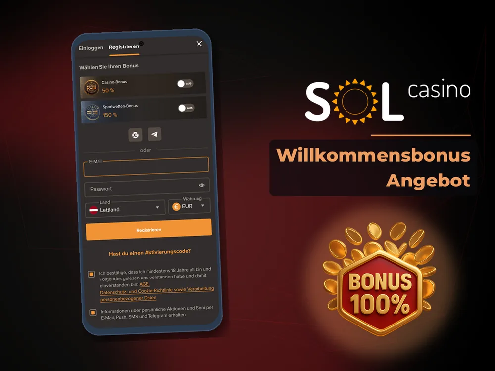 Sol Casino - Willkommensbonus Angebot