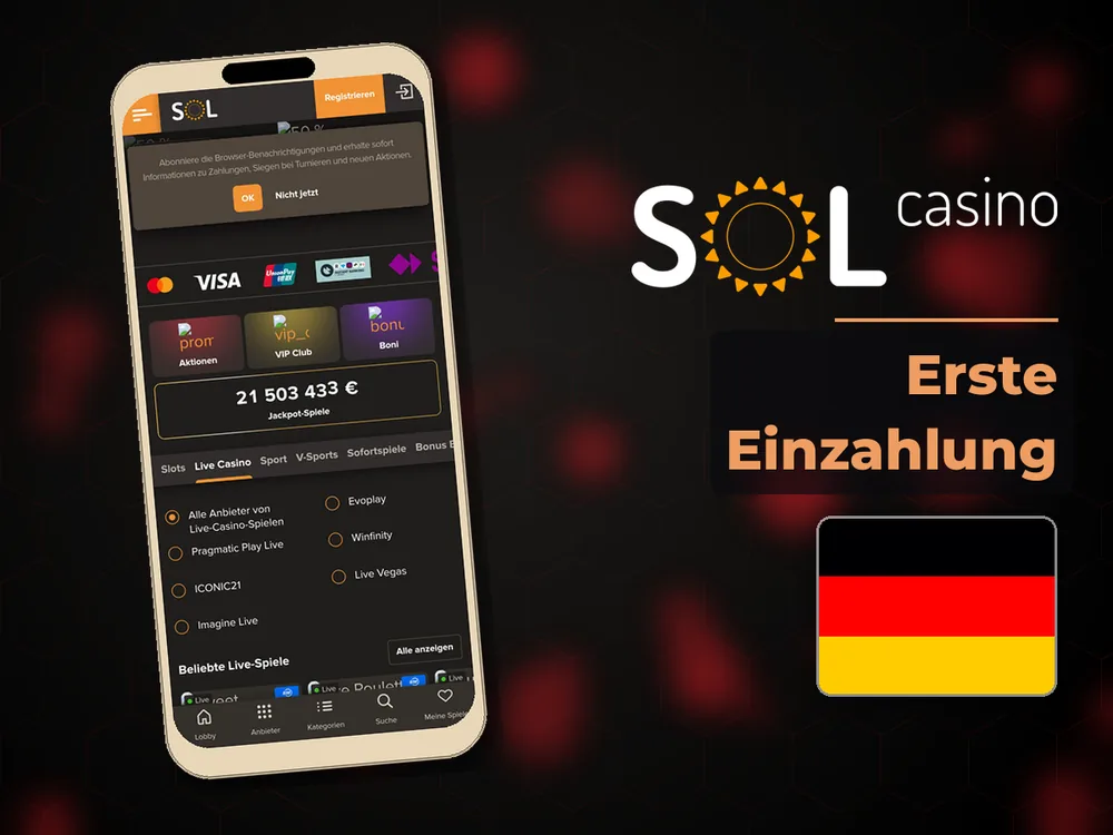 Sol Casino - Erste Einzahlung
