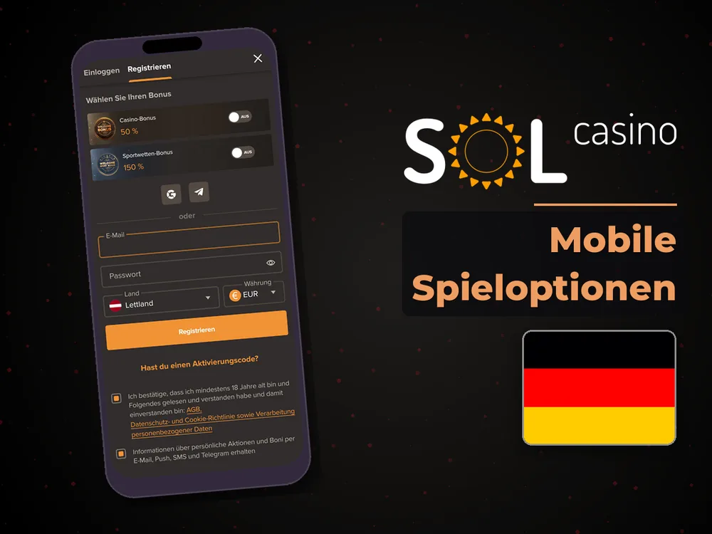 Sol Casino - Mobile Spieloptionen