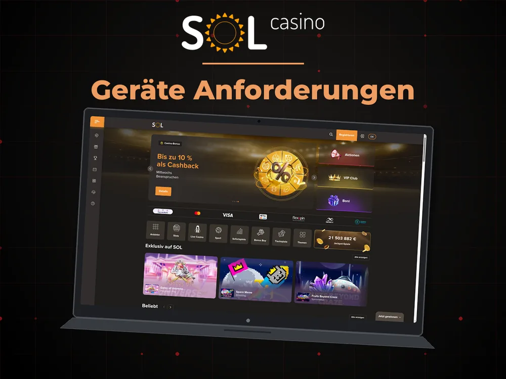 Sol Casino - Geräte Anforderungen