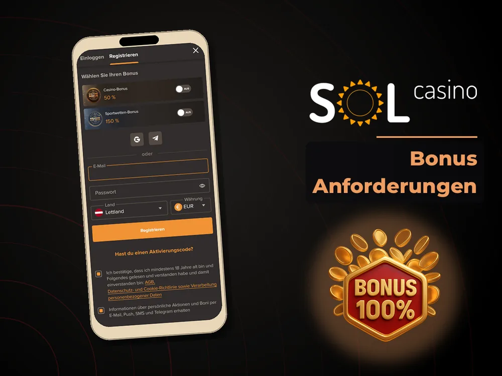 Sol Casino - Bonus Anforderungen