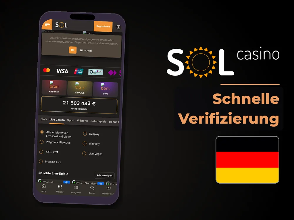 Sol Casino - Schnelle Verifizierung