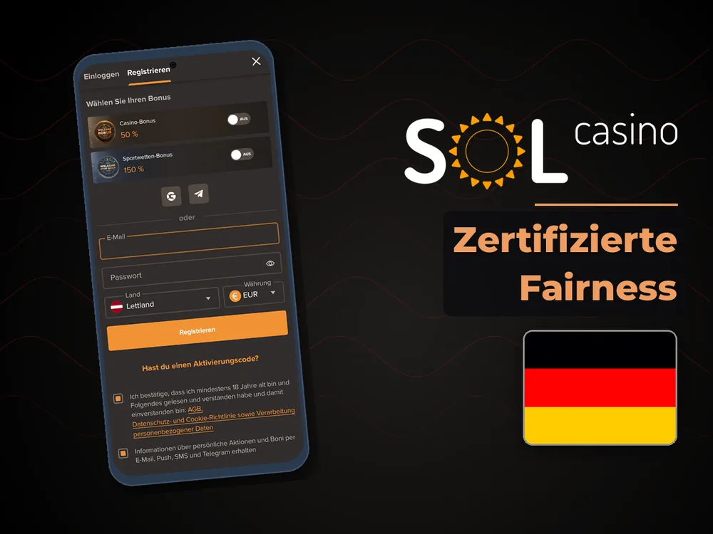 Sol Casino - Zertifizierte Fairness